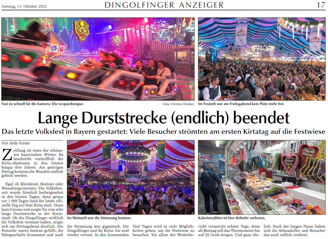 Artikel im Dingolfing Anzeiger  - 15.10.2022